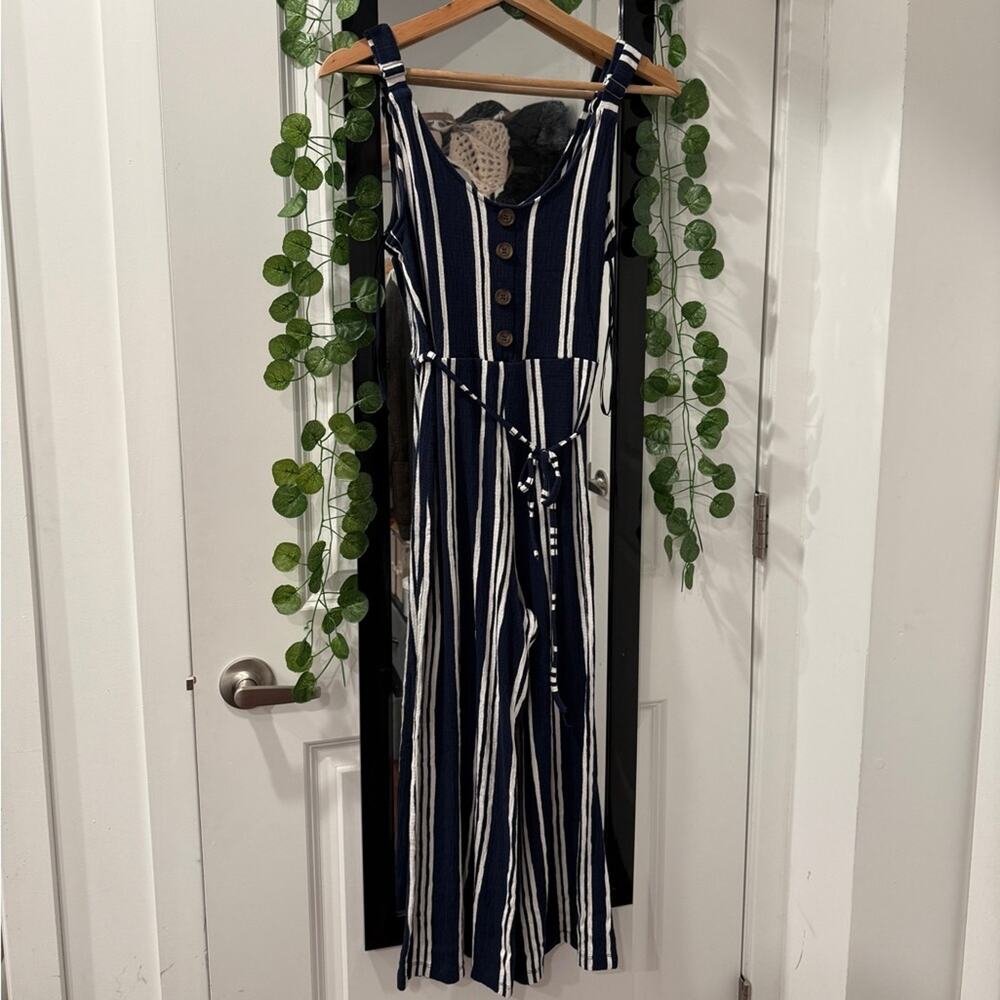 Navy And white stripe jumpsuit